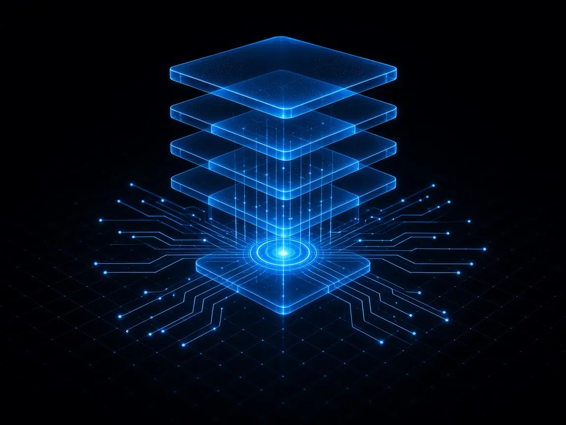 Generated abstract illustration for MCV.TECH Business OS